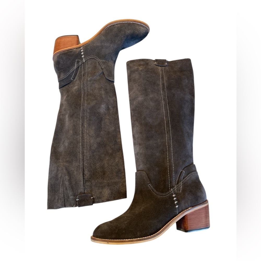 Dolce Vita Garnett Western Inspired Suede Tall Boots, Charcoal Gray, Siz… - Picture 5 of 14